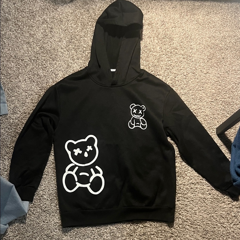 Black Hoodie with White Bear Design